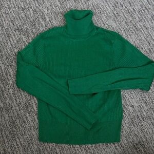 J. Crew Vibrant Green silk blend Turtleneck Sweater
